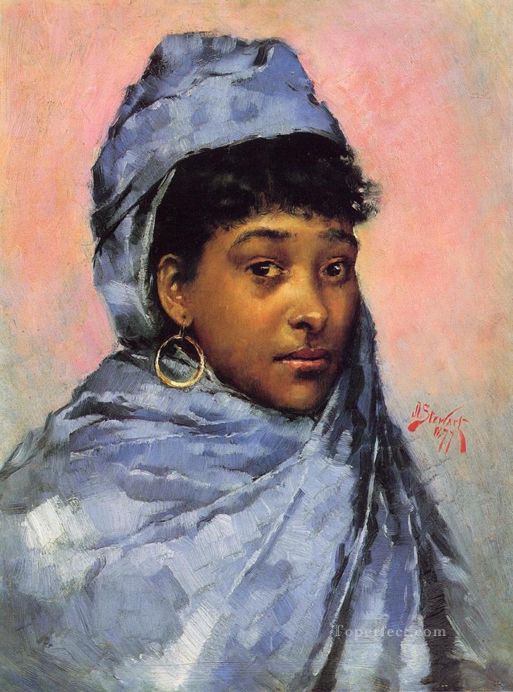 Young Woman In Blue women Julius LeBlanc Stewart Oil Paintings